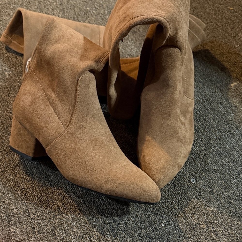 Tan Suede Women's Boots - Picture 4 of 8